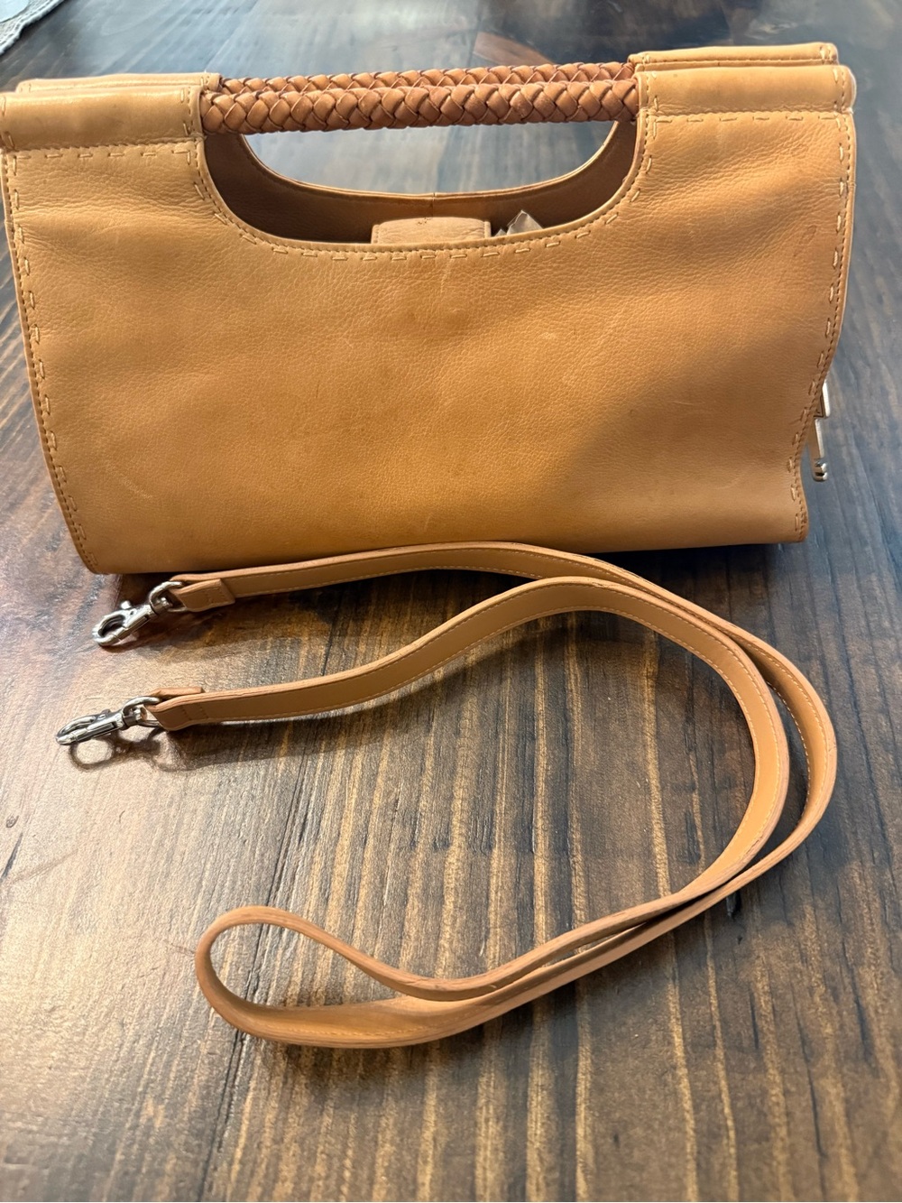Vintage Fossil Tan Leather Crossbody/Clutch Bag